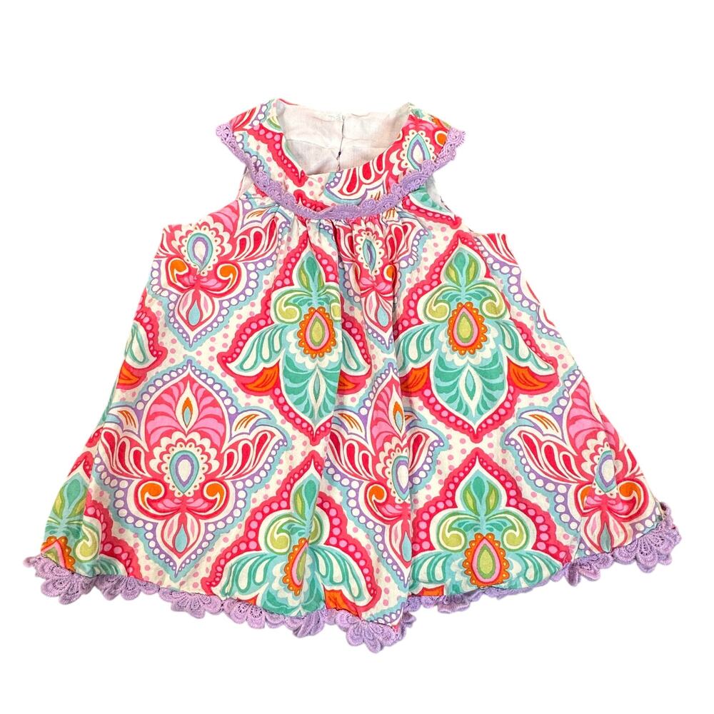 Rare Too Dress Girls 24 Month Colorful Pastel Paisley Sleeveless Lined Summer